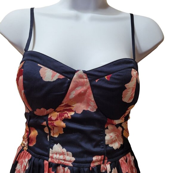 Band of Gypsies Women's Size XS Boho Floral Mini Sundress Corset Bodice Pockets - Picture 2 of 10